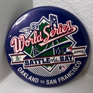 World Series 1989 Pinback Button Pin Battle of the Bay Oakland vs San Francisco